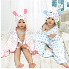 Pink Bunny/Blue Bear-100% Bamboo Baby Bath Set with Hooded Towel and Washcloth,Super Fluffy Premium Bath Production